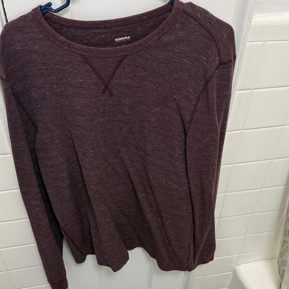 Sonoma Men's Burgundy Long Sleeve Shirt
